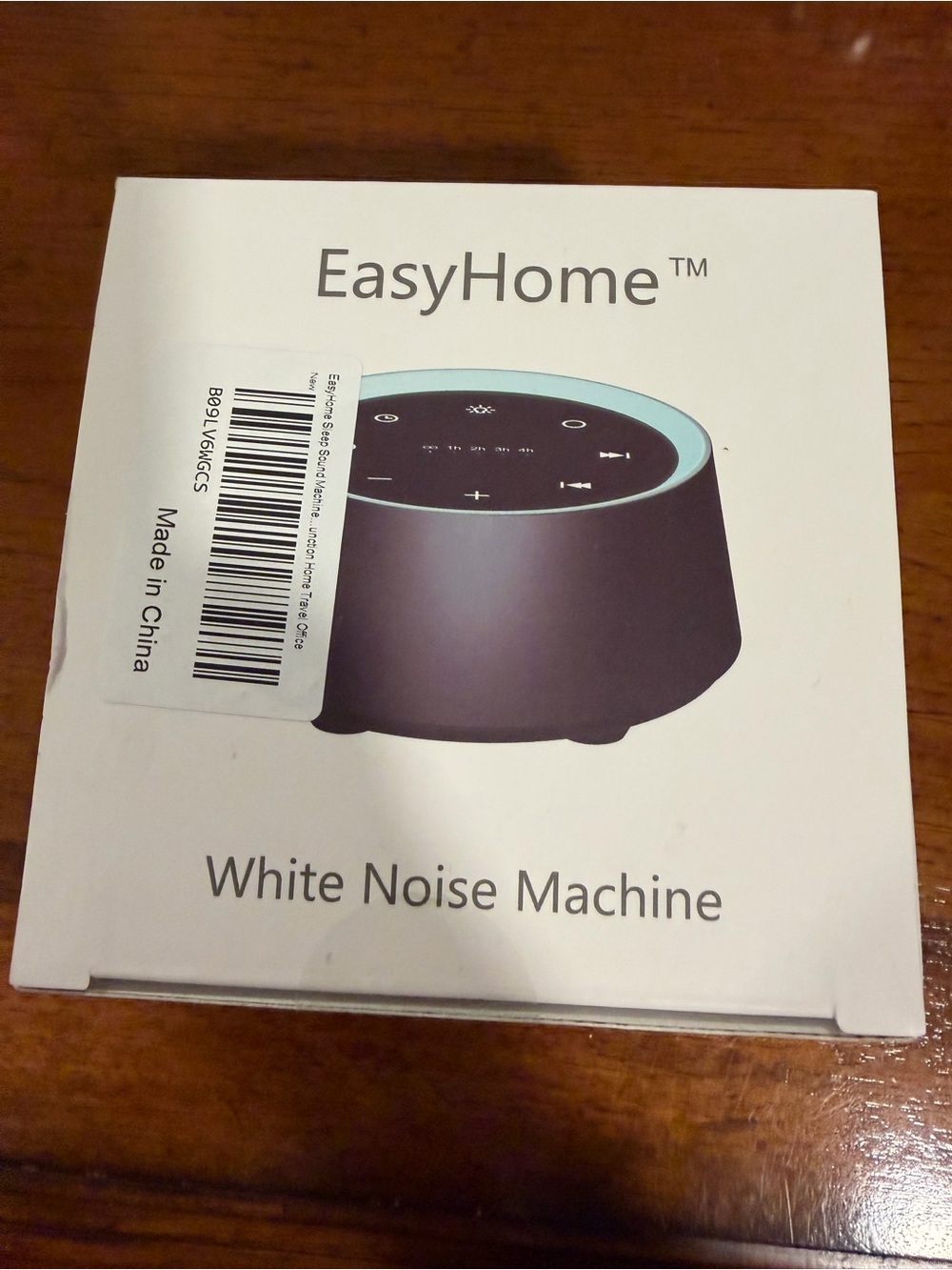 NWT EasyHome Black White Noise Machine with Light Blue Trim